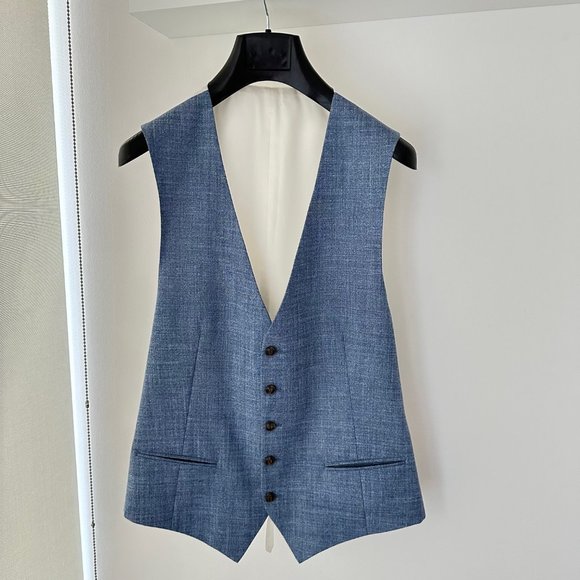 Suit supply 42L blue linen waistcoat - Picture 1 of 4